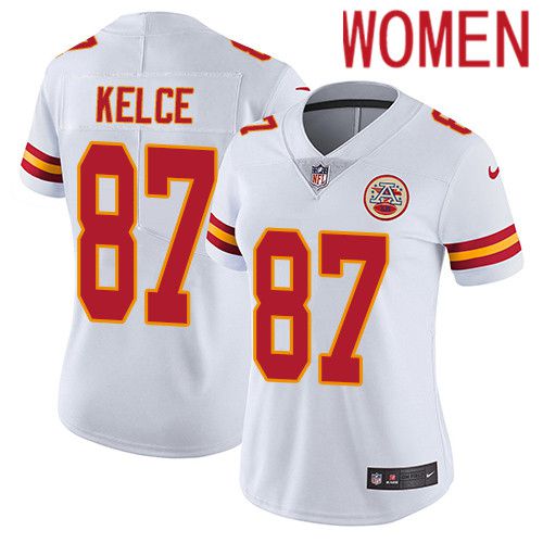 Women Kansas City Chiefs #87 Travis Kelce Nike White Vapor Limited NFL Jersey